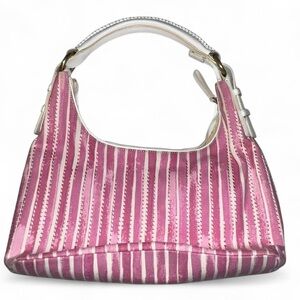 Sigrid Olsen Pink and White Striped Shoulder Bag